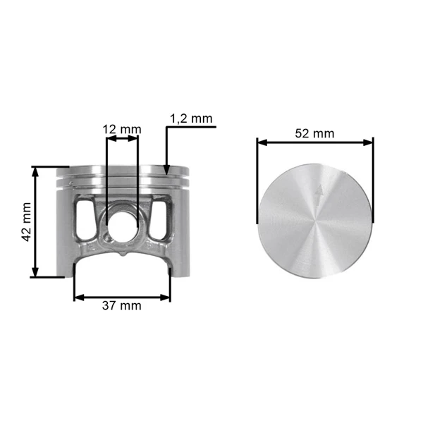 Kompletny tłok do piły łańcuchowej Stihl 065 MS650 52 mm (OEM 11220302003)