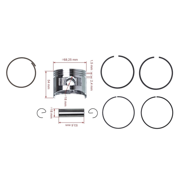 Kompletny tłok do silników Honda GX160 1. szlif +0.25 mm 68.25 mm (OEM 13101ZE1000)