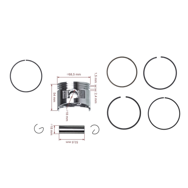 Kompletny tłok do silników Honda GX160 szlif 2 +0,50 mm 68,50 mm (OEM 13101ZE1000)