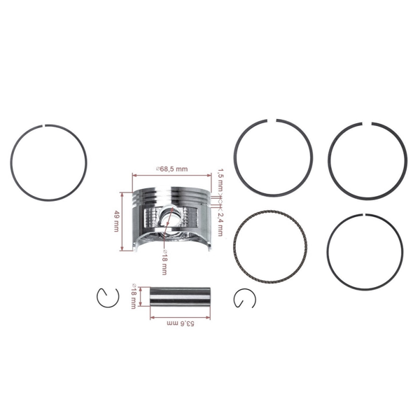 Kompletny tłok do silników Honda GX200 Zongshen 168FB 2-gi szlif +0,50 mm 68,50 mm (OEM 13103ZL0010)