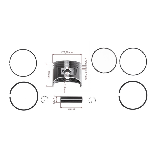 Kompletny tłok do silników Honda GX270 GX270U 1. szlif +0.25 mm 77.25 mm (OEM 13101ZH9000)