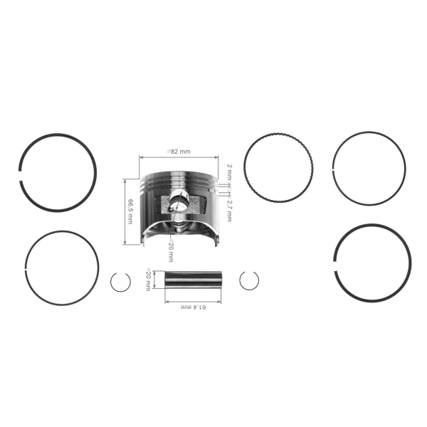 Kompletny tłok do silników Honda GX340 82 mm (OEM 13101ZE3W00)