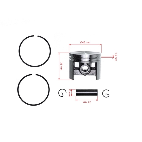 Kompletny tłok do Stihl BR340 BR340 BR380 BR420 BR420C BR320 BR320L BR400 SR320 SR400 SR340 SR420 46 mm (OEM 42030302001)