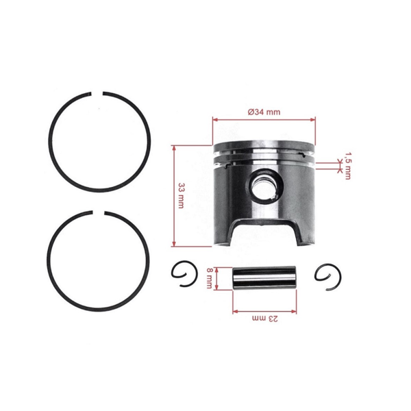 Kompletny tłok do Stihl FS38 FS45 FS45C FS45L FS46 mm55C SH55 SH85 HL45 FS55 FS55C FS55R FS55RC 34 mm (OEM 41400302000)