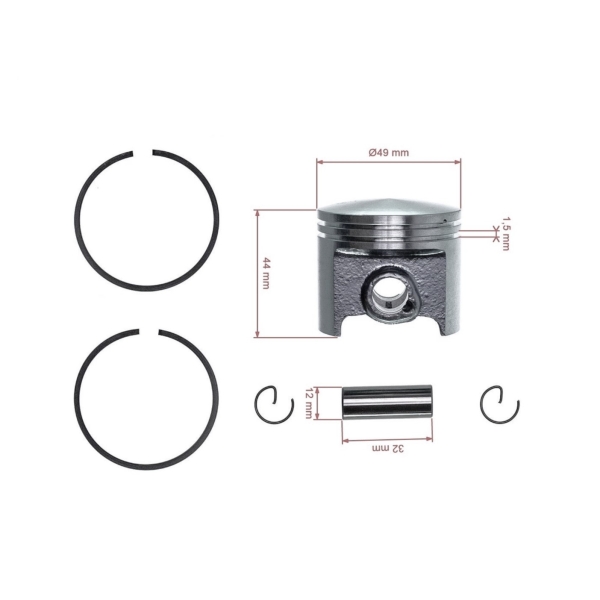 Kompletny tłok do wyrzynarek Stihl 08S TS360 49 mm (OEM 4201030 000)