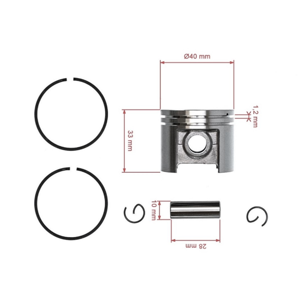 Kompletny tłok HS PARTS do kosy spalinowej Stihl SP400 SP450 FS400 FS450 FS480 40 mm (OEM 11230302019)