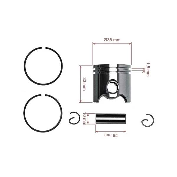 Kompletny tłok HS PARTS do kosy Stihl BT120C BT121 FS120 FS120R 35 mm (OEM 41340302011)