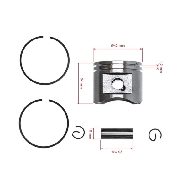 Kompletny tłok HS PARTS do kosy Stihl SP451 SP481 FS400 FS450 FS480 FR350 FR450 FR480 FR480C SP400 SP450 42 mm (OEM 41280302005)