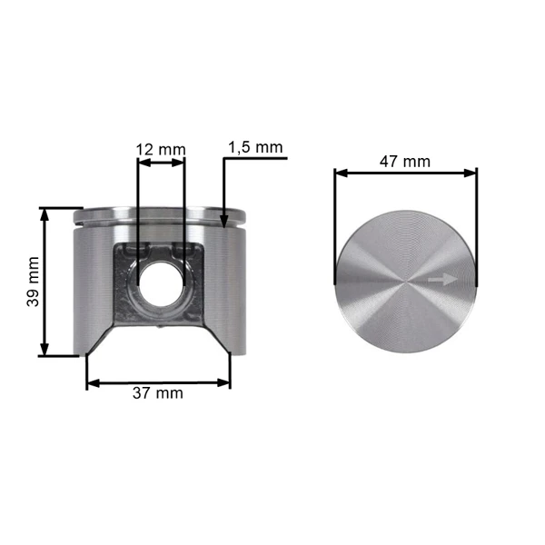 Kompletny tłok HS PARTS do pił łańcuchowych Husqvarna 359 Jonsered 2159 CS2159 47 mm (OEM 537157202)