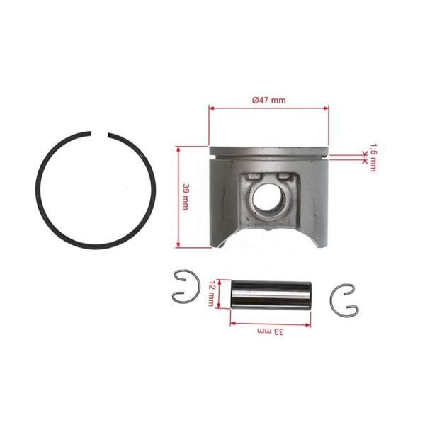 Kompletny tłok HS PARTS do pił łańcuchowych Husqvarna 359 Jonsered 2159 CS2159 47 mm (OEM 537157202)