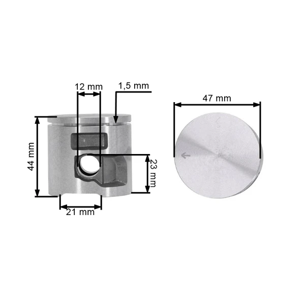 Kompletny tłok HS PARTS do pił łańcuchowych Husqvarna 455 455E 455 Rancher Jonsered CS2255 47 mm (OEM 537293004)