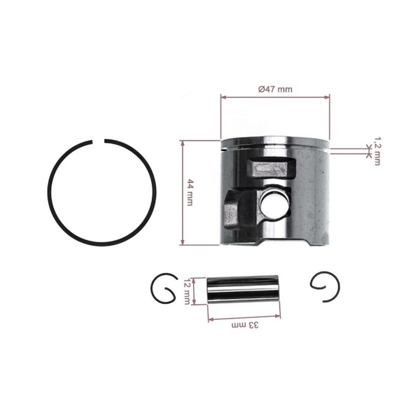 Kompletny tłok HS PARTS do pił łańcuchowych Husqvarna 455 455E 455 Rancher Jonsered CS2255 47 mm (OEM 537293004)