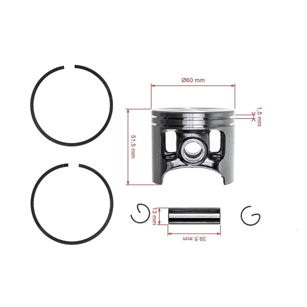 Kompletny tłok HS PARTS do pił łańcuchowych Husqvarna Partner K1250 K1260 3120 3122 60 mm (OEM 501894103)