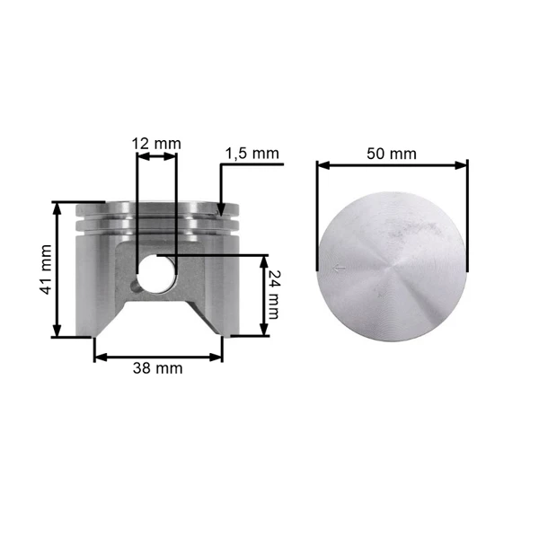Kompletny tłok HS PARTS do pił łańcuchowych Husqvarna Partner K650 K700 50 mm (OEM 506099001)