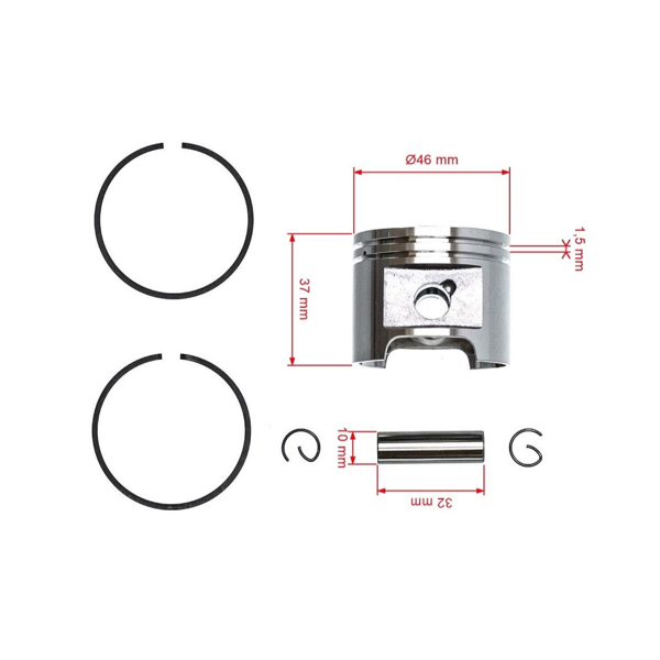 Kompletny tłok HS PARTS do pił łańcuchowych Stihl 029 MS290 46 mm (OEM 11270302003)