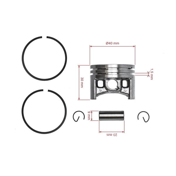 Kompletny tłok HS PARTS do pił łańcuchowych Stihl MS200 MS200T 40 mm (OEM 11290302002)