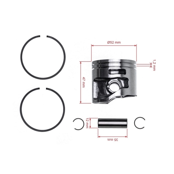 Kompletny tłok HS PARTS do pił łańcuchowych Stihl MS441 52 mm (OEM 11380302003)