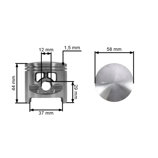 Kompletny tłok HS PARTS do pił łańcuchowych Stihl TS760 58 mm (OEM 11110302002)