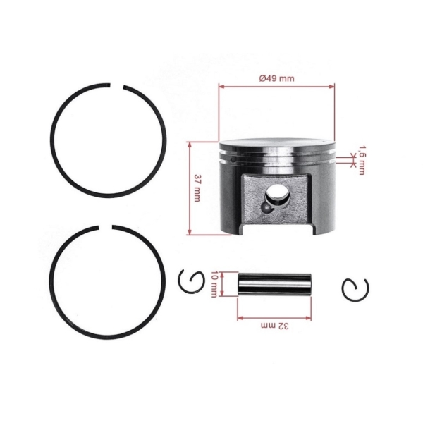 Kompletny tłok HS PARTS do pilarek Stihl TS400 49 mm (OEM 42230302000)