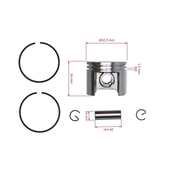 Kompletny tłok HS PARTS do piły łańcuchowej Stihl 025 MS250 42,5 mm (OEM 11230302016)