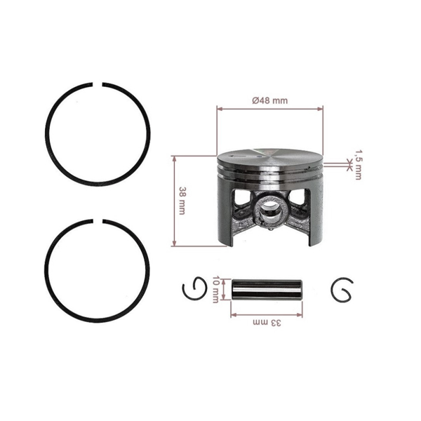 Kompletny tłok HS PARTS do piły łańcuchowej Stihl 036 MS360 48 mm (OEM 11250302001)