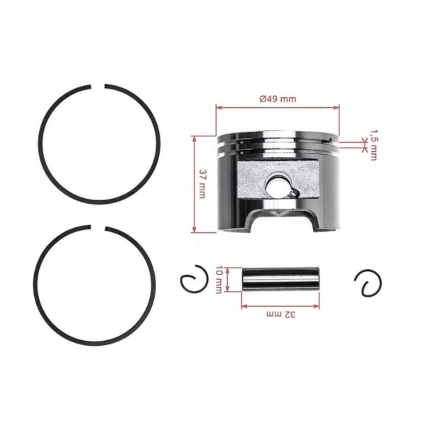 Kompletny tłok HS PARTS do piły łańcuchowej Stihl 039 MS390 49 mm (OEM 11270302005)