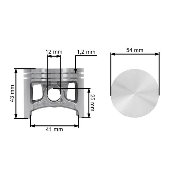 Kompletny tłok HS PARTS do piły łańcuchowej Stihl 066 MS660 54 mm (OEM 11220302005)