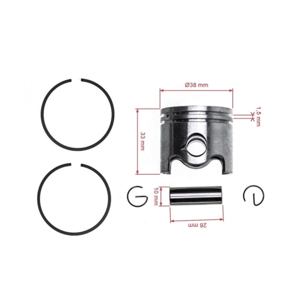 Kompletny tłok HS PARTS do Stihl FS160 FS180 FS220 FS220K FS280 FS280K FS290 FR220 38 mm (OEM 41190302003)