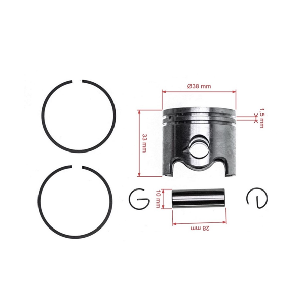 Kompletny tłok HS PARTS do Stihl FS160 FS180 FS220 FS220K FS280 FS280K FS290 FR220 38 mm (OEM 41190302003)