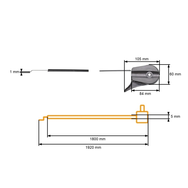 Kompletny uniwersalny kabel gazowy ze sterownikiem z tworzywa sztucznego do kosiarek silnikowych o wymiarach 1920 mm x 1800 mm