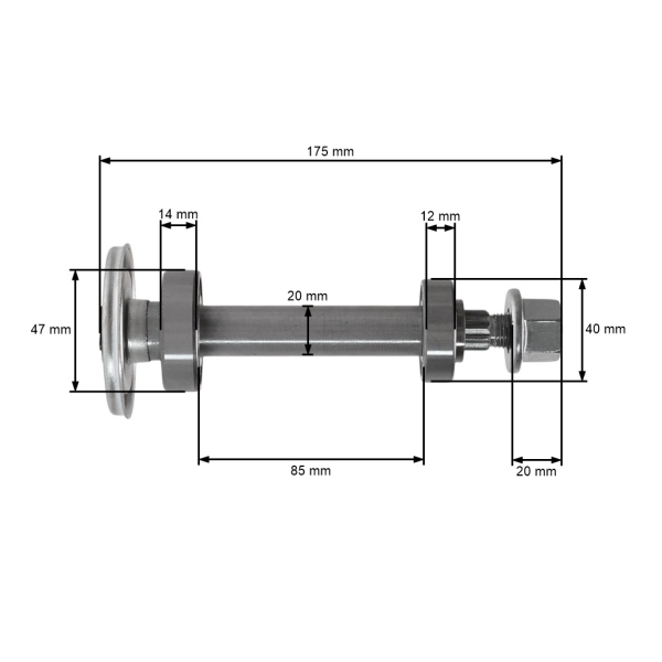 Kompletny wał trzpienia 175 mm do ciągników ogrodowych Husqvarna McCulloch Jonsered (OEM 580854701 587126105 580856001)