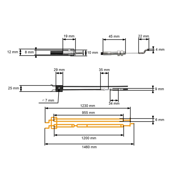Kompletny zestaw linek do uruchamiania i zatrzymywania silnika do kosiarek chińskich i hobbystycznych NAC GGP (OEM S510)