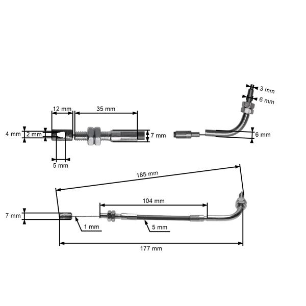 Linka gazu do silników Kawasaki TH48 14 cm (54012-2342, 54012-2373)