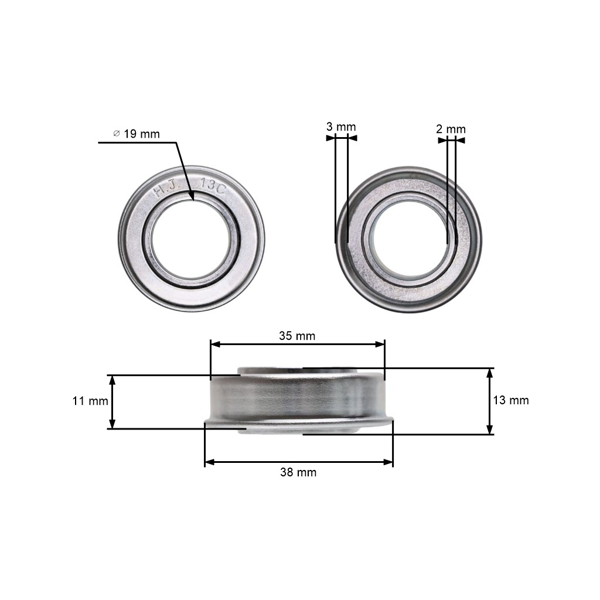 Łożysko 19 mm x 35 mm x 13,4 mm do kół kosiarki Toro (OEM 11807 2669 1100513)