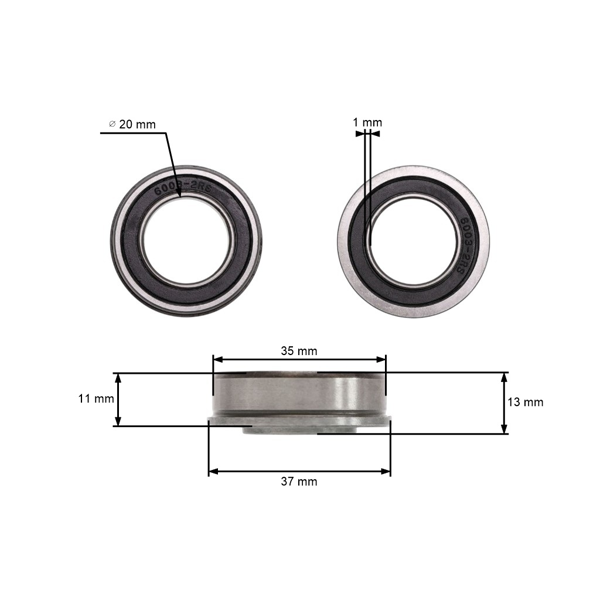 Łożysko 20 mm x 35 mm x 12.8 mm do kół kosiarki Castel Garden Stiga Alpina Honda (OEM 1136-0157-01 125122200/2 80190-Y09-003 80264-VK1-003)