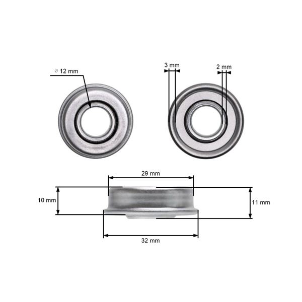 Łożysko uniwersalne 12,2 mm x 28,6 mm x 11 mm do kół kosiarki