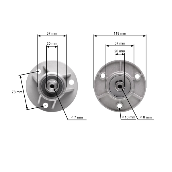 Mandrela noża kosiarki do Castel Garden Honda Oleomac Solo Stiga Viking (OEM 1136-0479-01 382207200/1 6151 700 3500 82207200 CG82207-200-H0)