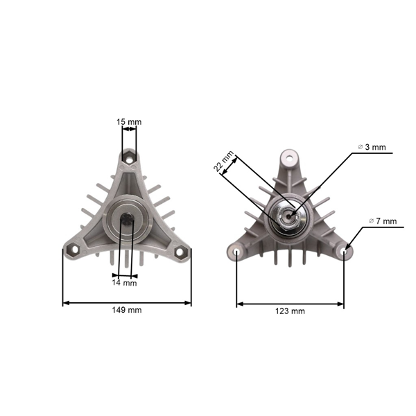 Mandrela noża kosiarki do ciągników ogrodowych Husqvarna Jonsered Partner McCulloch Craftsman Poulan (OEM 532165579 165579)