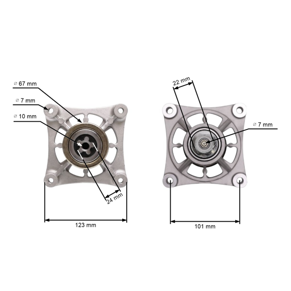 Mandrela noża kosiarki do ciągników ogrodowych Husqvarna Jonsered Partner McCulloch Craftsman Poulan (OEM 587126105 580796101 580854701 580856001)