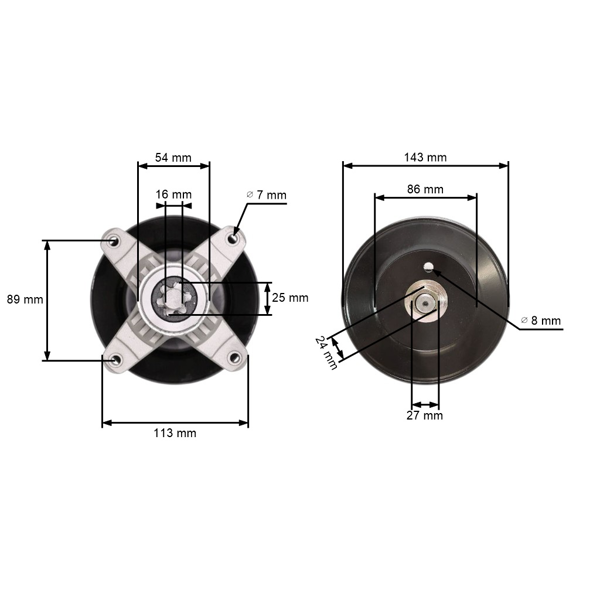 Mandrela noża kosiarki do ciągników ogrodowych MTD Cub Cadet (OEM 618-04474A)
