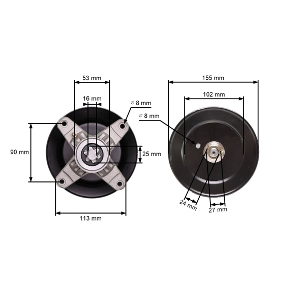 Mandrela noża kosiarki do traktorków trawnikowych Cub Cadet MTD Toro (OEM 618-04456 618-04456A 618-04461 918-04456A 918-04456B 918-04461 918-04461A 112-0460)