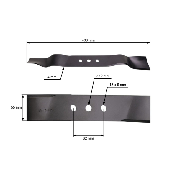 Nóż do mulczowania 46 cm (18") do chińskich kosiarek silnikowych i kosiarek hobbystycznych Hortmasz Dym Hortus Leroy Merlin Victus Nac