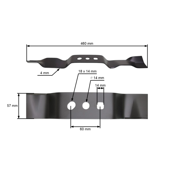 Nóż do mulczowania 46 cm (18") do chińskich kosiarek silnikowych i kosiarek hobbystycznych NAC Krysiak Vega Ursus Hyundai