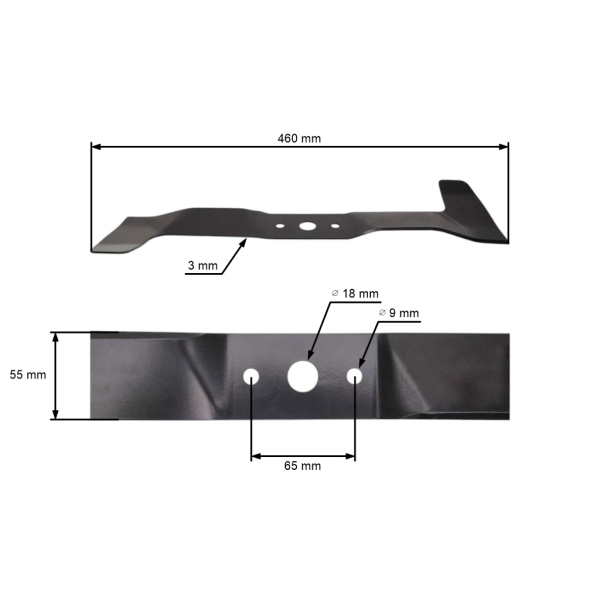 Nóż do mulczowania 46 cm (18") lewy do traktorków ogrodowych Brill Castel Garden Honda John Deere Solo Stiga Viking Oleo-Mac Efco Alpina (OEM SB82004344/0 1136-0458-01)