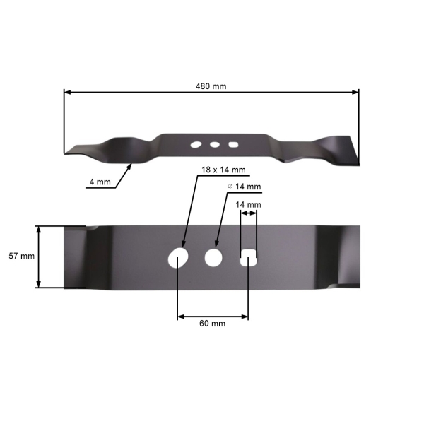 Nóż do mulczowania 48 cm (19") do chińskich kosiarek silnikowych i kosiarek hobbystycznych NAC Krysiak Vega Ursus Hyundai