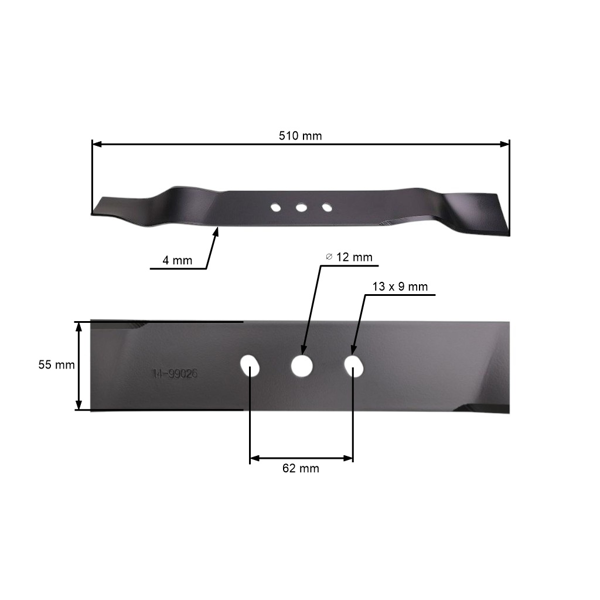 Nóż do mulczowania 51 cm (20") do chińskich kosiarek silnikowych i kosiarek hobbystycznych Hortmasz Dym Hortus Leroy Merlin Victus Nac