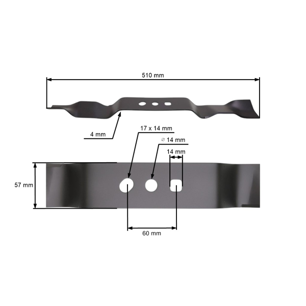 Nóż do mulczowania 51 cm (20") do chińskich kosiarek silnikowych i kosiarek hobbystycznych NAC Krysiak Vega Ursus Hyundai