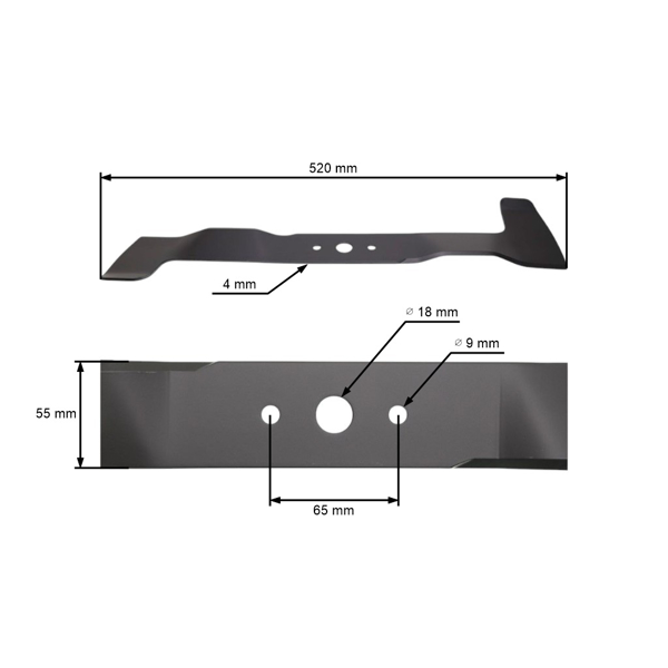 Nóż do mulczowania 52 cm (20") lewy do traktorków ogrodowych Brill Castel Garden Gardena Honda John Deere Solo Stiga Viking (OEM 6151 702 0100 SB82004347/0 1136-1030-01)
