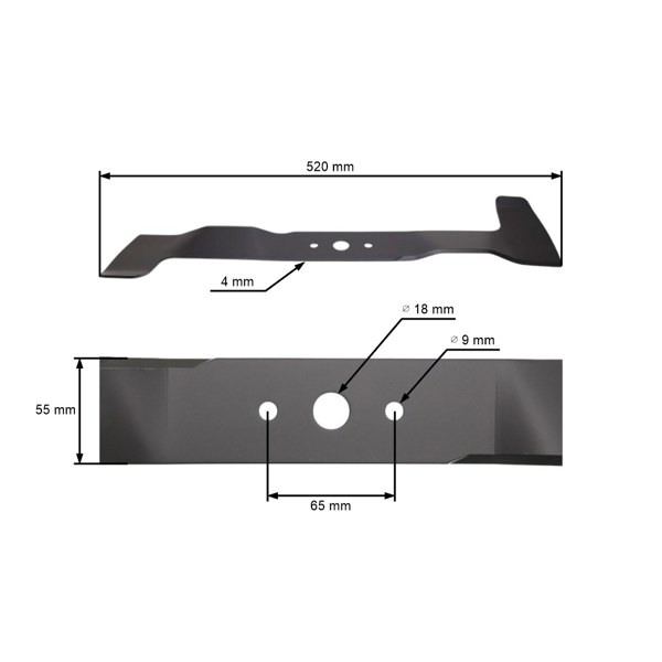 Nóż do mulczowania 52 cm (20") lewy do traktorków ogrodowych Brill Castel Garden Gardena Honda John Deere Solo Stiga Viking (OEM 6151 702 0100 SB82004347/0 1136-1030-01)