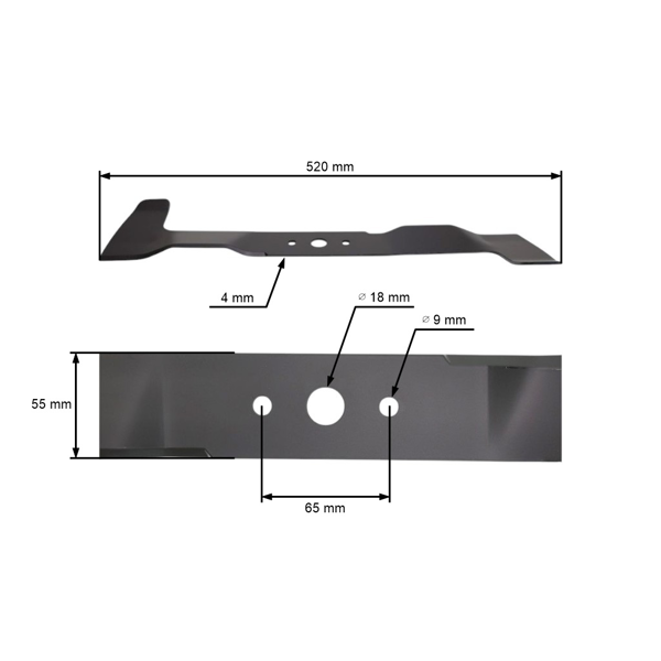 Nóż do mulczowania 52 cm (20"), prawy do Brill Castel Garden Gardena Honda John Deere Solo Stiga Viking (OEM SB82004348/0 1136-1031-01 6151 702 0106)